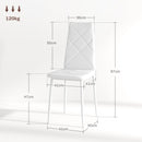 Set 2 Sedie 41x50x97 cm con Schienale Alto in Finta Pelle e Acciaio Bianco 