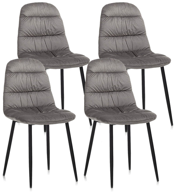 Lot de 4 Chaises 44x40x90 cm en Velours Gris sconto