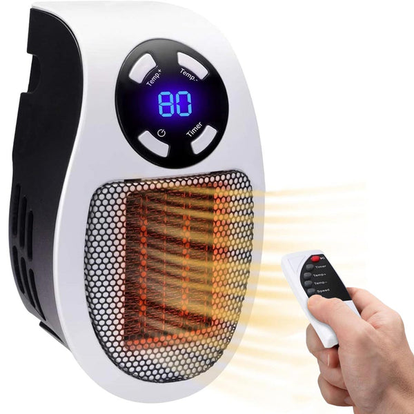 sconto Termoventilatore Mini Stufa Scaldabagno Elettrico con Telecomando da Parete 2 Velocità Bianco e Nero