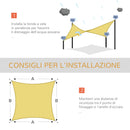 Tenda a Vela Ombreggiante Rettangolare 3x4m in Poliestere Sabbia