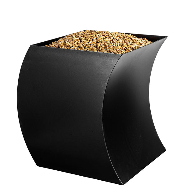 acquista Porta Pellet Curvo 43x63x45 cm in Ferro Verniciato Grigio Martellato