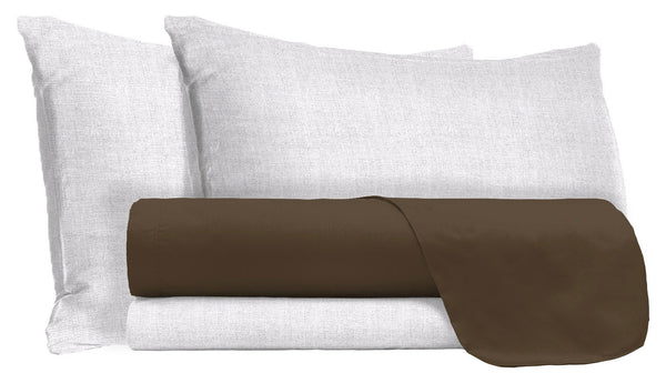 sconto Parure de lit et taies d'oreiller en coton chocolat différentes tailles