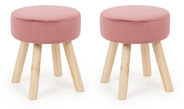 Set 2 Sgabelli 34x34x38 cm in Velluto Adeline Rosa sconto