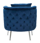 Poltrona Bucarest Blu Elettrico 76x74x73 cm in Playwood Spugna Tessuto e Metallo Blue e Oro