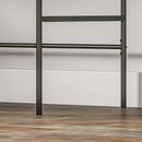 Scrivania con Cassetto ad Ante Scorrevoli 120x60x76,5cm in Legno Canettato Rovere e Nero  