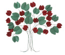 Pannello Albero Bix 105x6,5x94 cm in Ferro Rosso e Verde