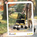 Passeggino per Cani 76x44x103 cm con 2 Finestre a Rete Nero e Verde Scuro   