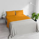 Set Lenzuola Matrimoniale Sopra Sotto e Federe Tinta Unita Rigato Arancione