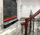 Camino Elettrico da Incasso 50,7x20x300 cm 1500W Effetto Fiamma Sined Etna Nero