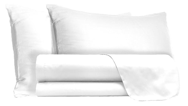 prezzo Ensemble de draps doubles dessus et dessous et taies d'oreiller couleur unie blanc