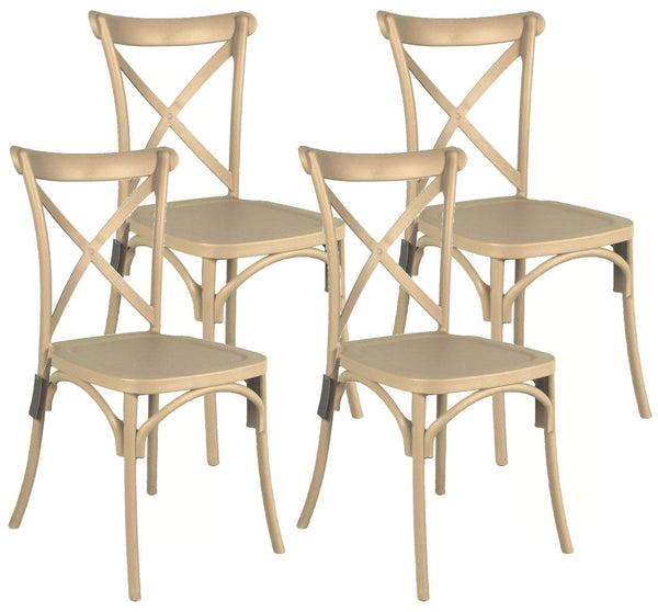 sconto Lot de 4 Chaises 88x44x49 cm en Polypropylène Taupe