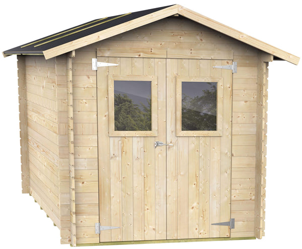 online Abri de Jardin pour Outils 198x198 cm avec Porte Double Fenêtre en Bois Naturel