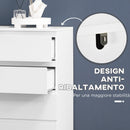 Cassettiera 6 Cassetti con Design Antiribaltamento 80x39x115 cm in Truciolato Bianco