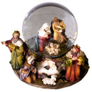 Palla di Vetro Natalizia 16x15x15,5 cm con Neve e Musica Natività e Re Magi