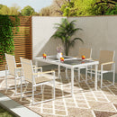 Set da Giardino con Tavolo da Pranzo in Vetro Rettangolare e 4 Sedie con Braccioli Multicolore     