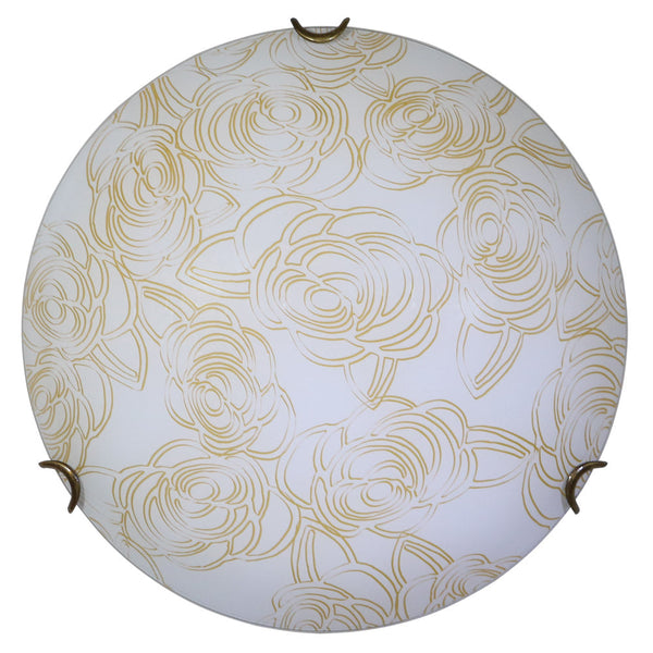 Plafonnier 2xE27 Crochets Bronze Plaque Verre Blanc Décoré Roses E-Energy Caterina online