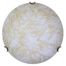 Plafoniera 2xE27 Ganci Bronzo Vetro Lastra Bianco Decorato Rose E-Energy Caterina