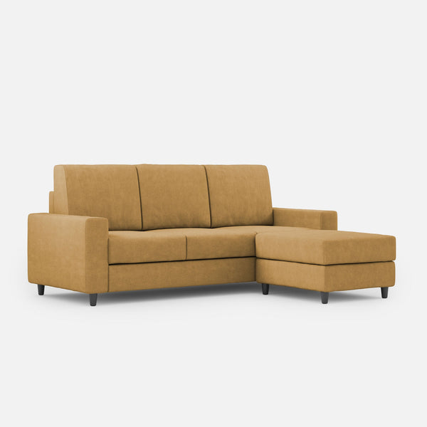 Divano 3 Posti con Pouf 208x155x85 cm Sakar in Tessuto Ocra online