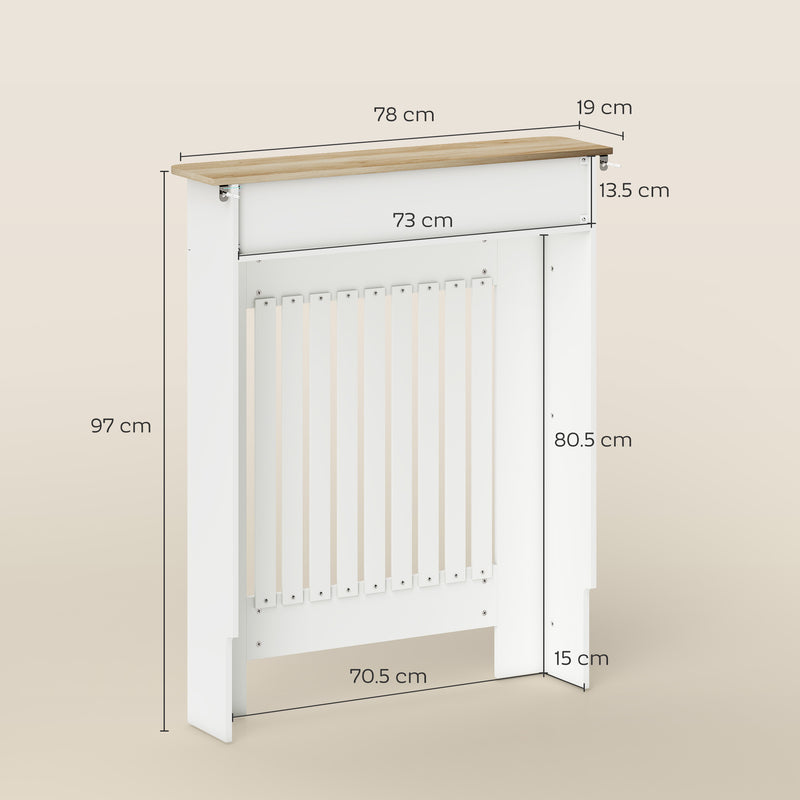 Copritermosifone a Doghe 78x19x97 cm Antiribaltamento con Cassetto in Legno Bianco      