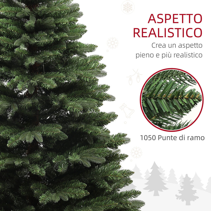 Albero di Natale Artificiale 180 cm 1050 Rami Apertura a Cerniera Verde 