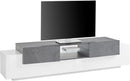 Mobile TV 4 Ante 220x40-45x51 cm New Coro Bianco Lucido e Acero Pereira