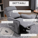 Poltrona Alzapersona Elettrica Massaggiante 86x95x106 cm in Tessuto Grigio