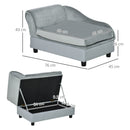 Cuccia Divanetto per Cani con Spazio Portaoggetti e Cuscino 76x45x43 cm Grigio Chiaro