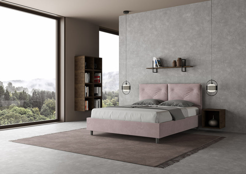 Letto Matrimoniale con Alzata Comoda Imbottito in Microfibra Appia Glicine Varie Misure