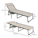 Sdraio da Giardino Pieghevole 60x190x31 cm Reclinabile a 5 Livelli con Tavolino Laterale e Tasca Crema   