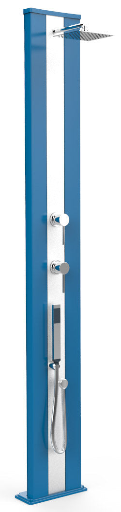 acquista Doccia Solare da Esterno Giardino 40L Miscelatore e Doccetta Mobile Arkema Dada S Fascia Inox Blu
