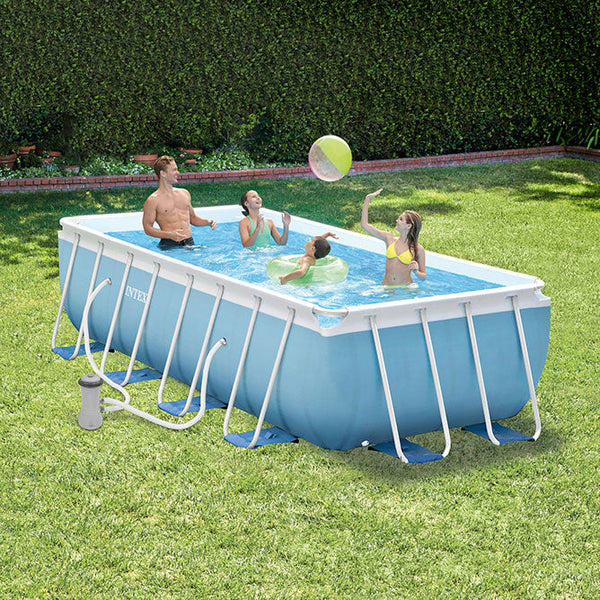 sconto Piscine Hors Sol Rectangulaire H100x400x200cm avec Pompe Intex Prism Frame
