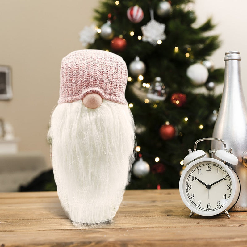Gnomo di Natale H87 cm con Luci e Cappello Rosa
