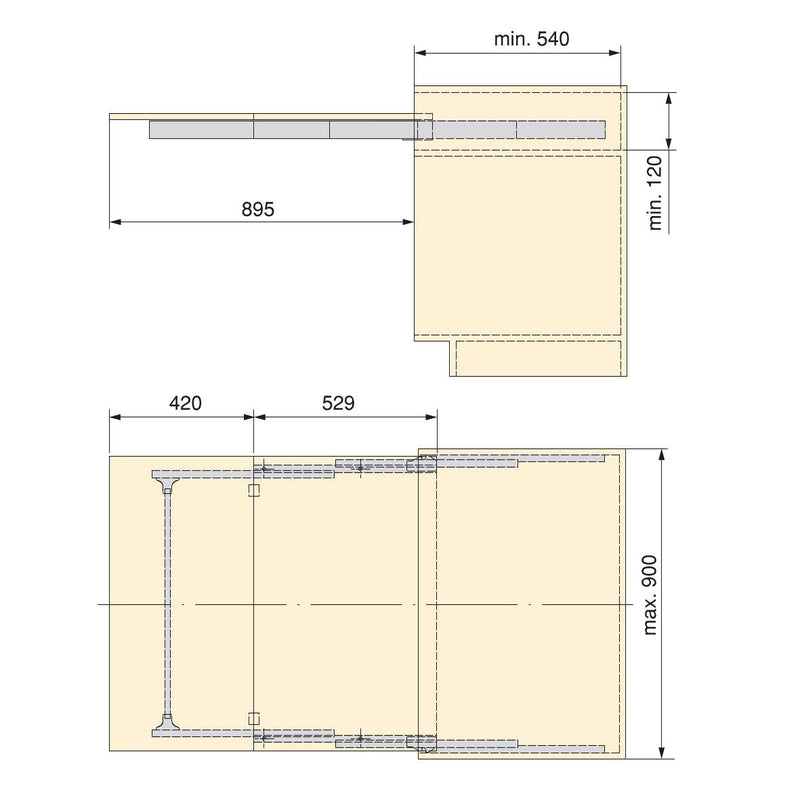 Guide per Tavolo Allungabile Lunch Imballo 1 Pezzo Champagne Anodizzato Alluminio Emuca
