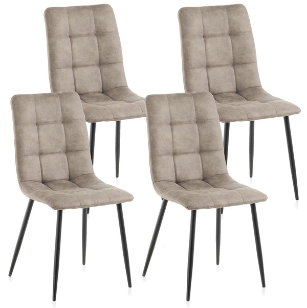 prezzo Lot de 4 Chaises 42,5x52,5x87,5 cm en Simili Cuir Marron Clair