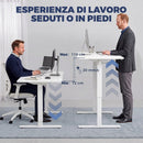 Scrivania Regolabile in Altezza Elettrica 100x60x72-118 cm con Funzione Memoria in Legno e Acciaio Bianco      