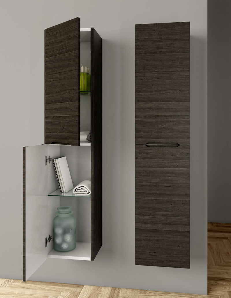 Mobile da Bagno a Colonna 2 Ante in Mdf 35x30x160cm TFT Swing Wengè
