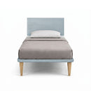 Letto Singolo con Rete Rivestita Microfibra Azzurro Tessis Testata Flat Varie Misure