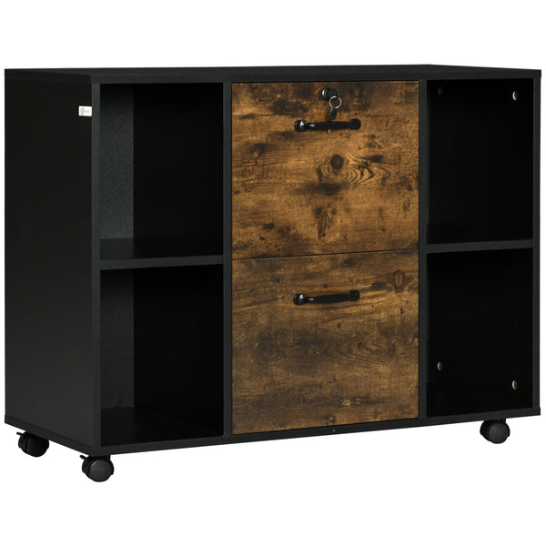 sconto Mobile Ufficio 2 Cassetti e Ripiani 80x40x66 cm in Truciolato Marrone Rustico