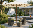 Ombrellone da Giardino 3x3 m Palo Ø48 mm Quadrato Struttura in Legno Vorghini Ecrù