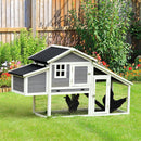 Pollaio Gabbia per Galline da Esterno 176,5x65,5x100 cm con Area Aperta Recitanta Grigio