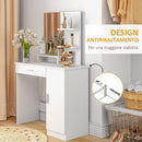 Consolle Trucco 90x38x138 cm con Specchio Cassetto e Mobiletto in Truciolato Bianco   