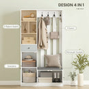 Mobili Ingresso 100x30x180 cm Appendiabiti con Panca Porta Scarpe in MDF Bianco      