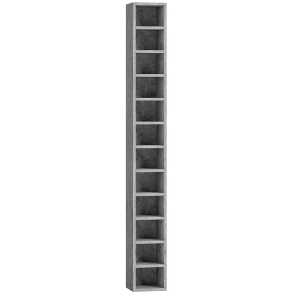 Mobile Libreria Porta CD 21x20x175 cm a 12 Ripiani per 204 CD in MDF e Truciolato Grigio sconto