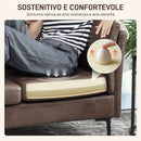 Divano 2 Posti Design Minimal 137x72x88 cm con Imbottitura Spessa in Poliestere Effetto Pelle Marrone Scuro  