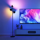 Lampada da Terra con 3 Teste Regolabili Indipendenti Ø25x170 cm Telecomando e Timer in Acciaio e Plastica Nero      