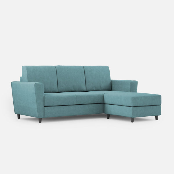 sconto Canapé 3 places avec pouf 212x155x85 cm Yasel en tissu pétrole