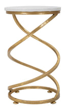 Tavolinetto Spiral Marble Ø27,5x47,5 cm in Ferro e Marmo Oro e Bianco
