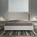 Letto Matrimoniale con Rete e Contenitore Alzata Comoda Struttura Bianco Frassico e Testata in Similpelle Level Tortora Varie Misure