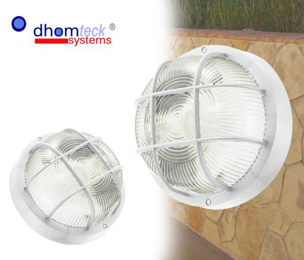 Plafonnier applique rond E27 avec grille tortue blanche et cloche en verre online