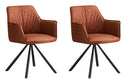 Set 2 Sedie Girevoli con Braccioli 59.5x61x84 cm in Poliestere Breval Marrone Chiaro